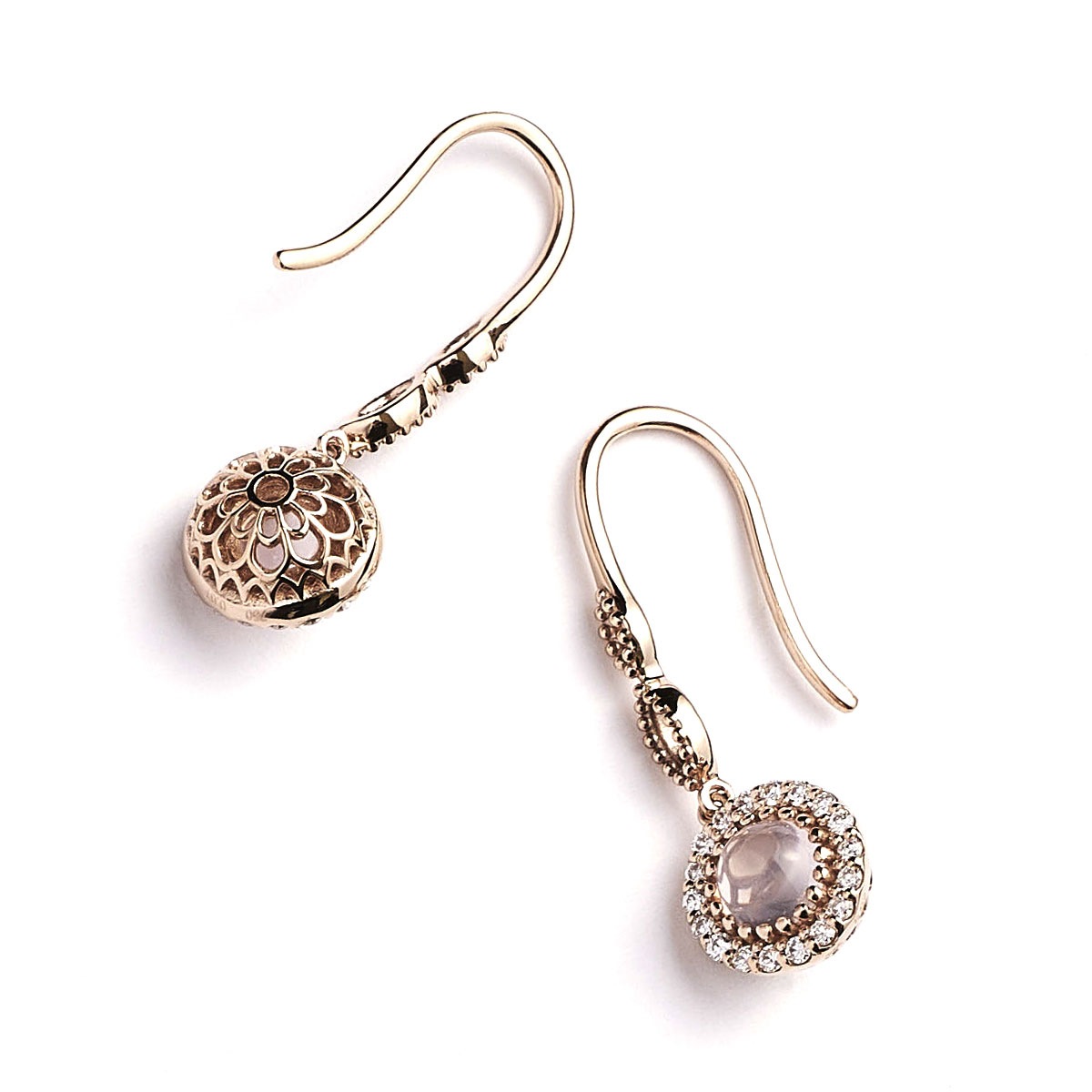 Notre Dame K18PG Rose quartz/Diamond Pierce