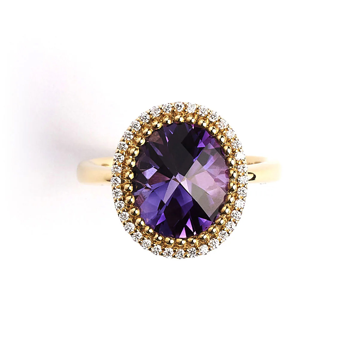 Notre Dame K18 Amethyst/Diamond Ring