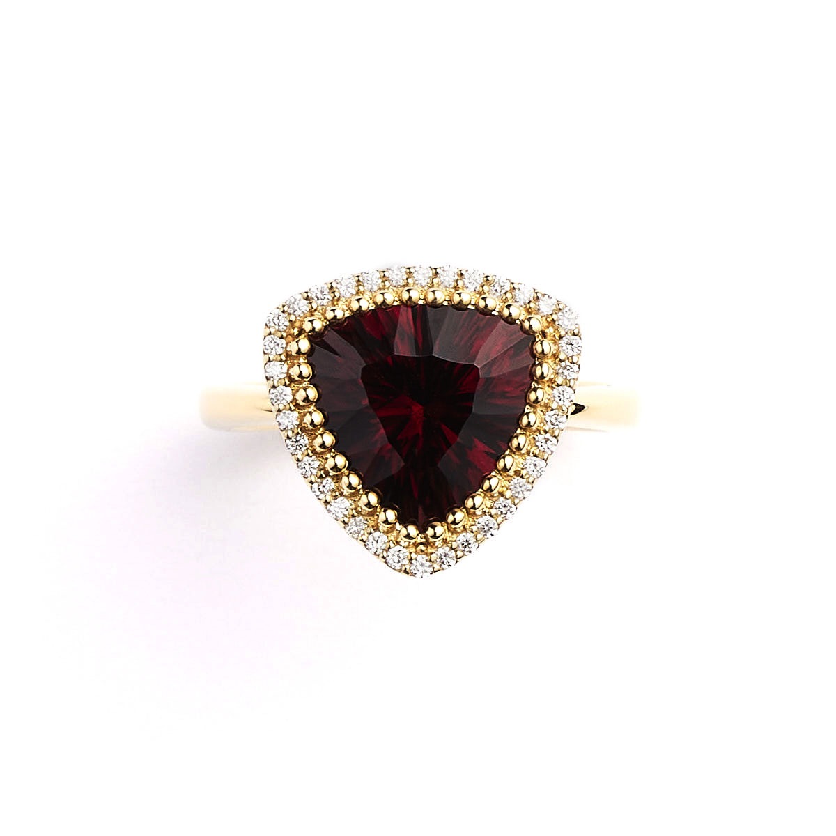 Notre Dame K18 Garnet/Diamond Ring