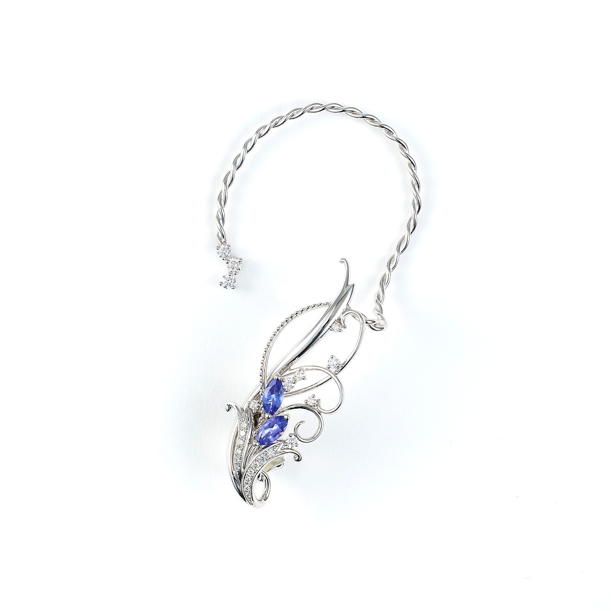 K18WG / Diamond Earring 青い翼のイヤリング