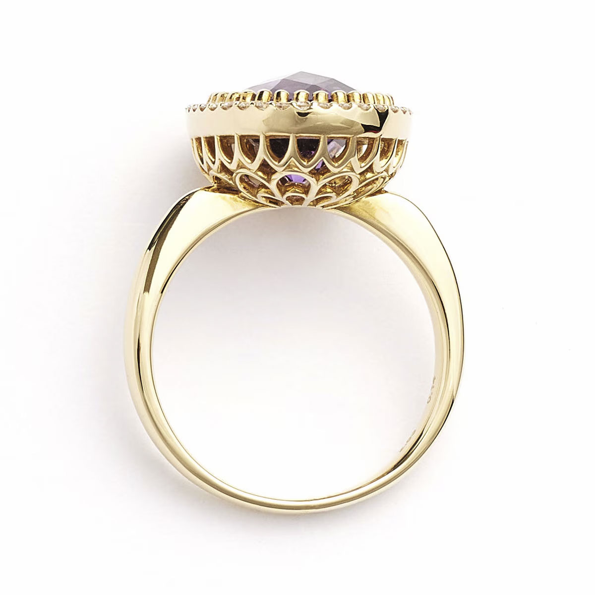 Notre Dame K18 Amethyst/Diamond Ring