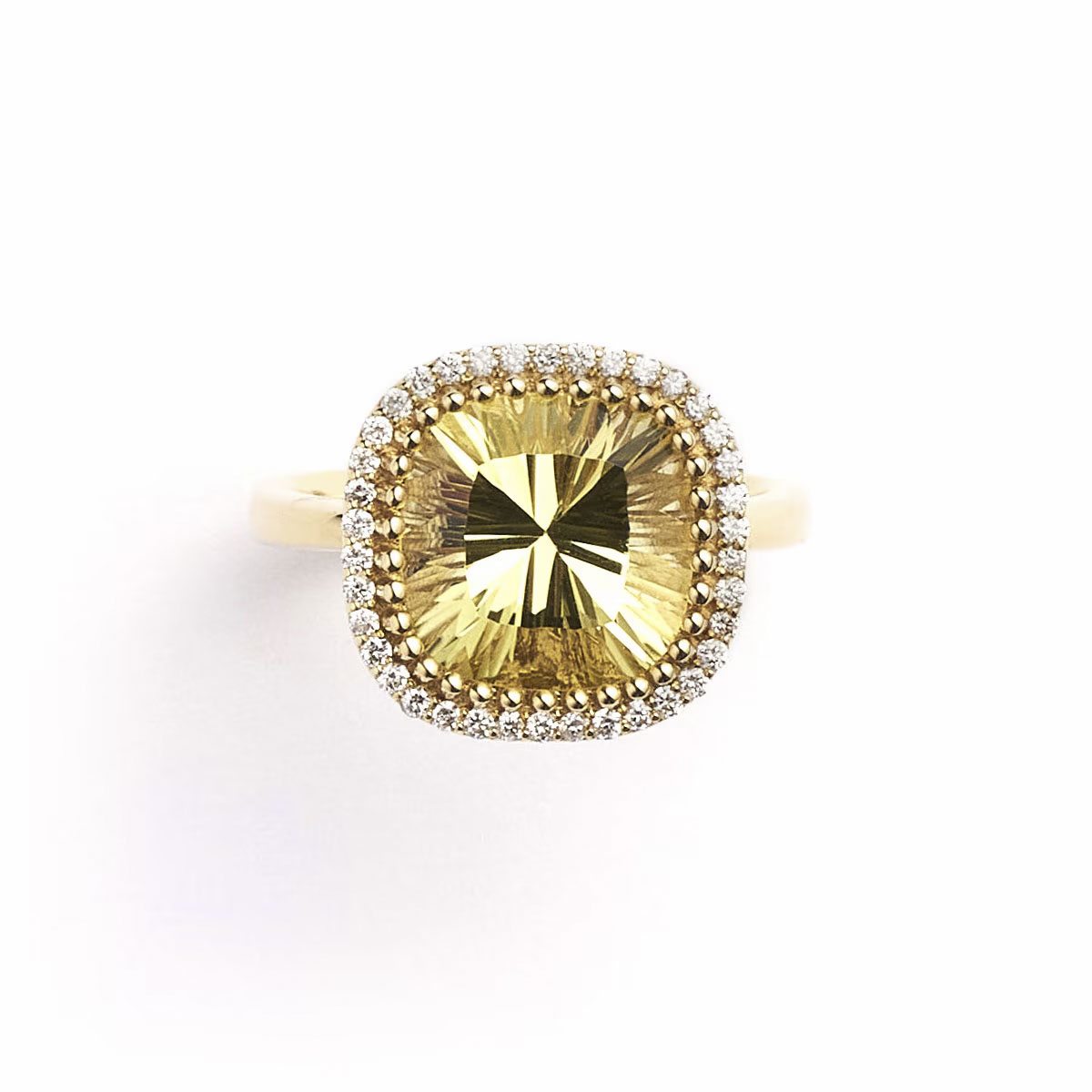 Notre Dame K18 Lemon quartz/Diamond Ring