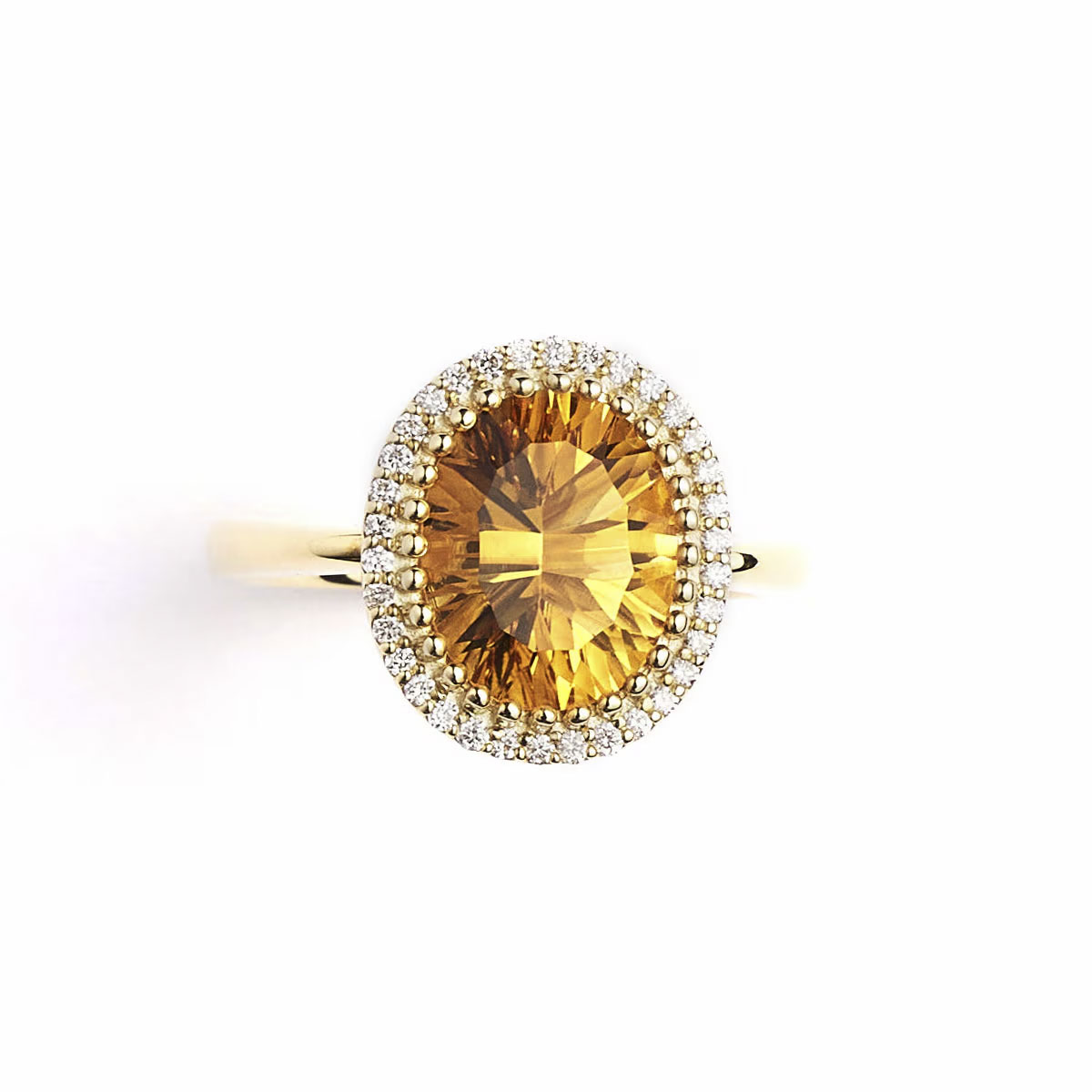 Notre Dame K18 Citrine/Diamond Ring