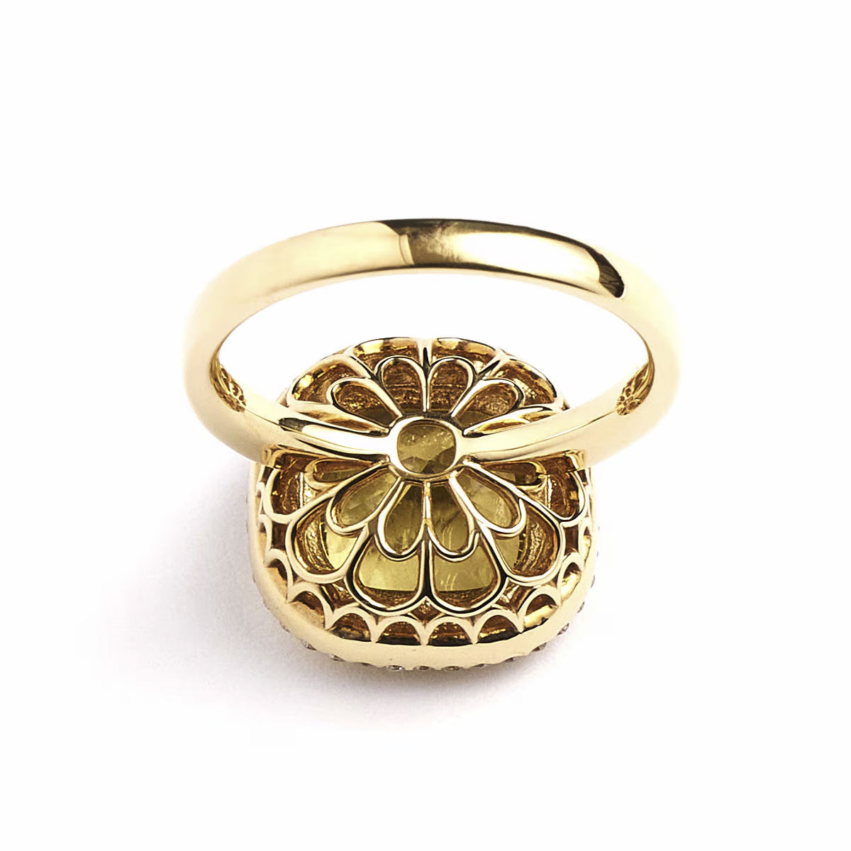 Notre Dame K18 Lemon quartz/Diamond Ring