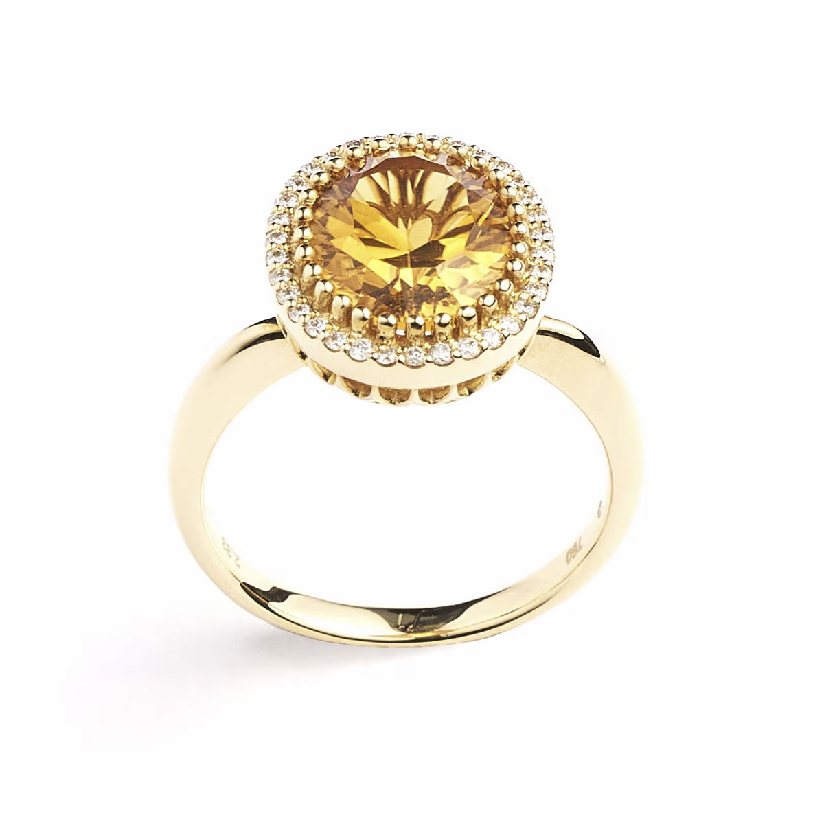 Notre Dame K18 Citrine/Diamond Ring