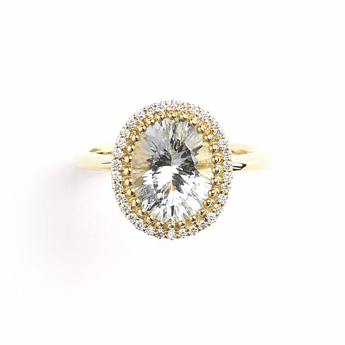 Notre Dame K18 Aquamarine/Diamond Ring