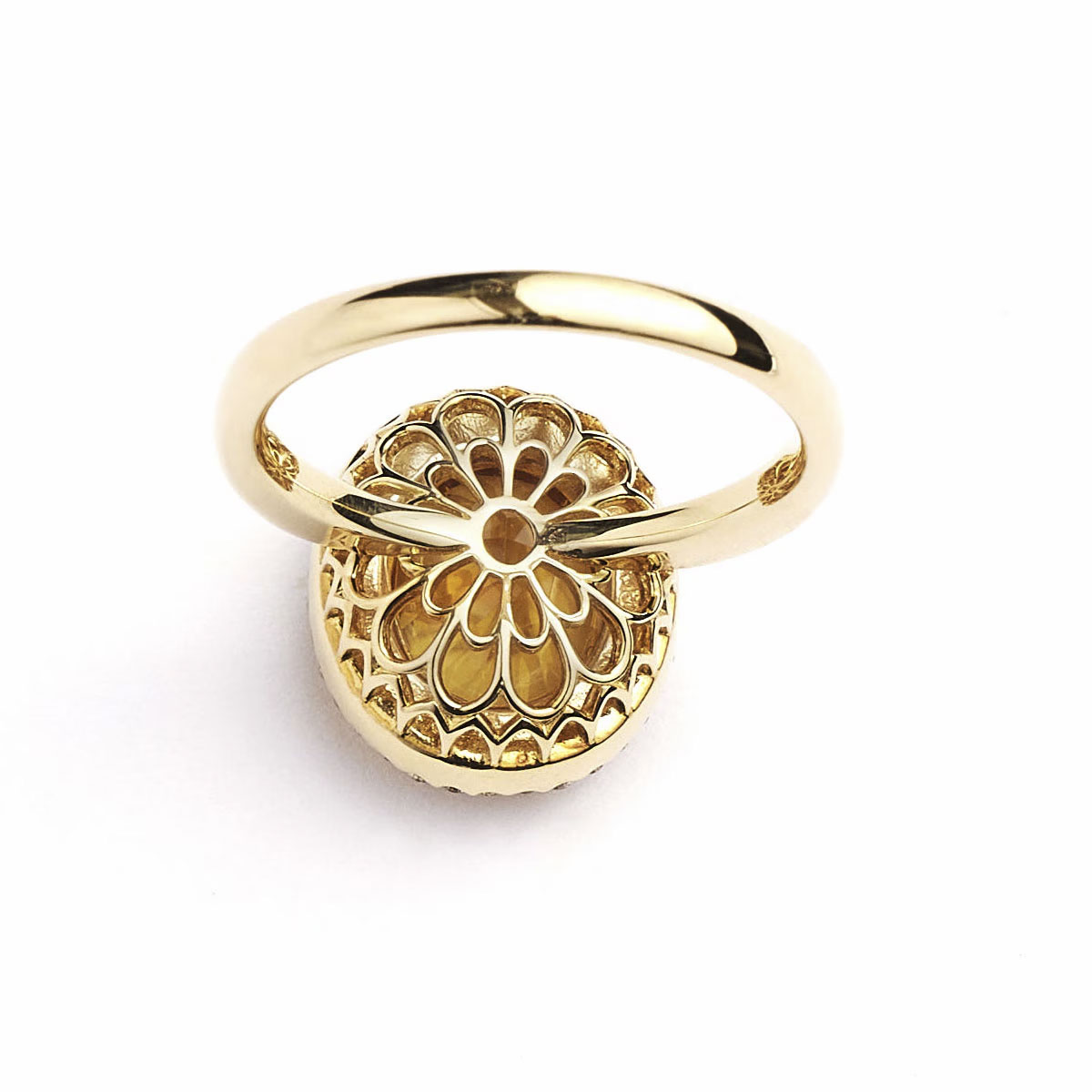 Notre Dame K18 Citrine/Diamond Ring