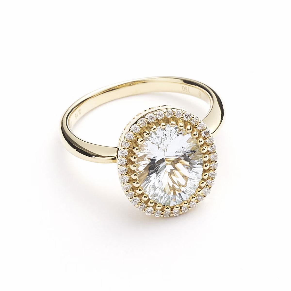 Notre Dame K18 Aquamarine/Diamond Ring