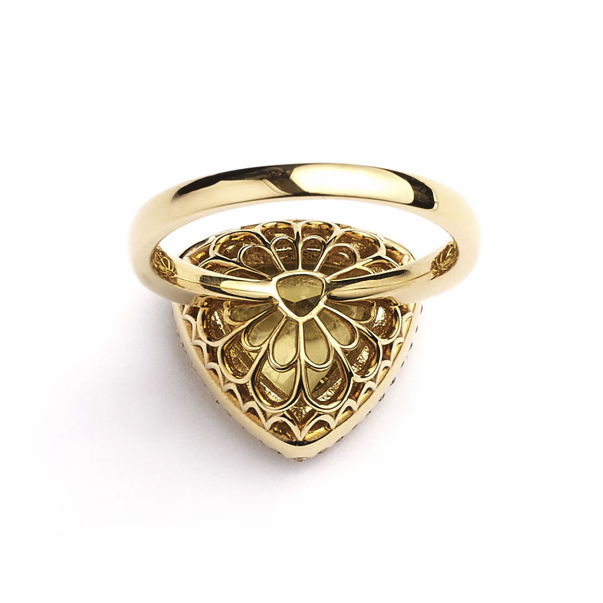 Notre Dame K18 Lemon quartz/Diamond Ring