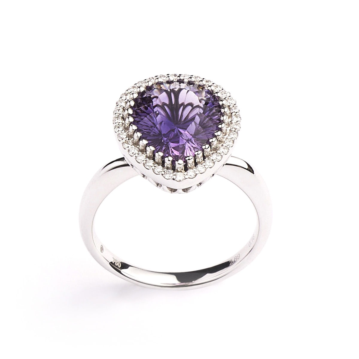 Notre Dame K18WG Amethyst/Diamond Ring