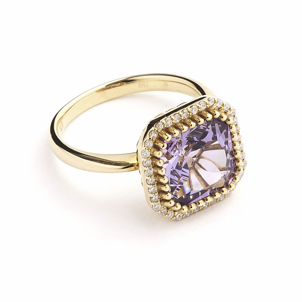 K18 Amethyst/Diamond Ring