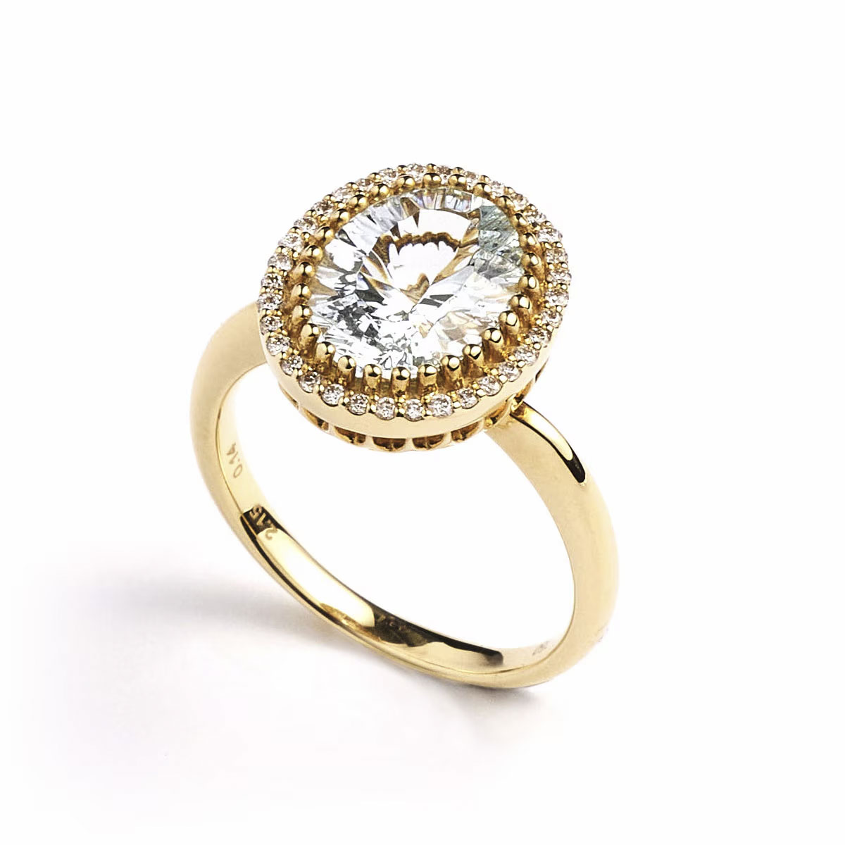 Notre Dame K18 Aquamarine/Diamond Ring