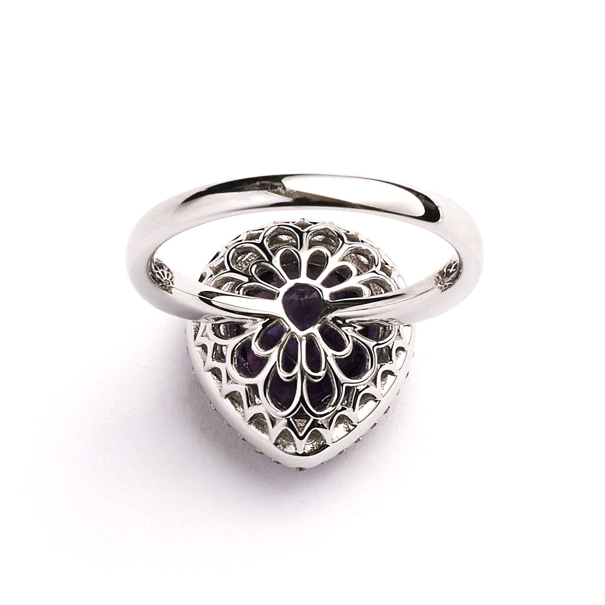 Notre Dame K18WG Amethyst/Diamond Ring