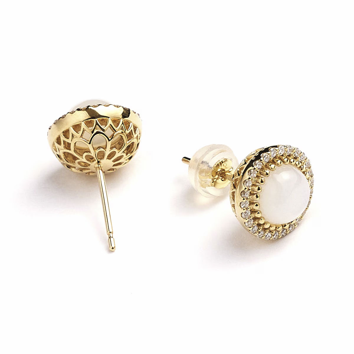 Notre Dame K18 Moonstone/Diamond Pierce