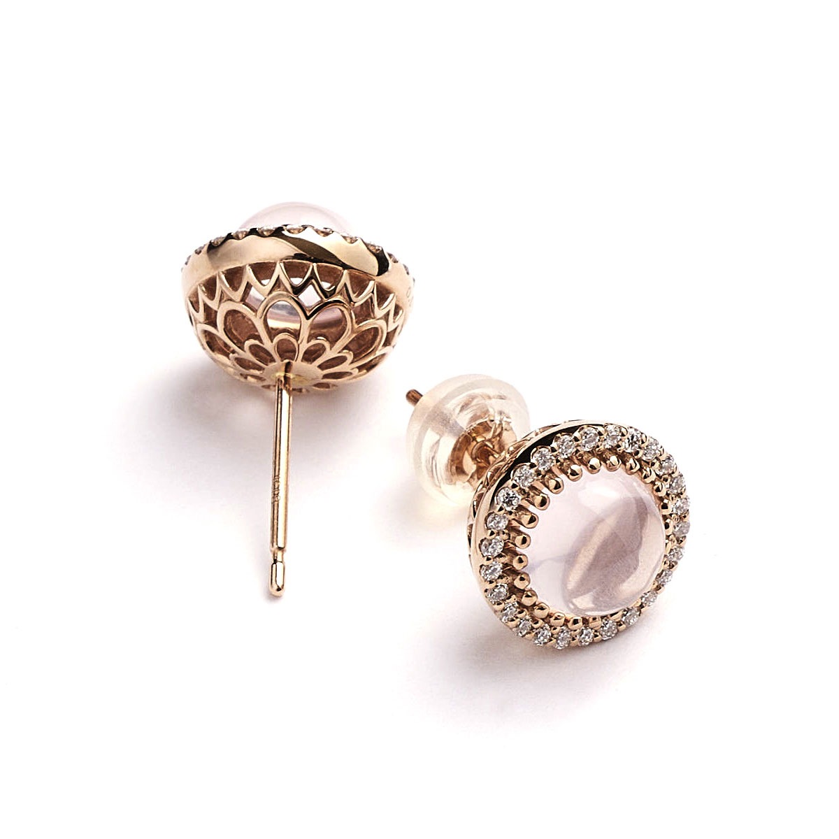 Notre Dame K18PG Rose quartz/Diamond Pierce