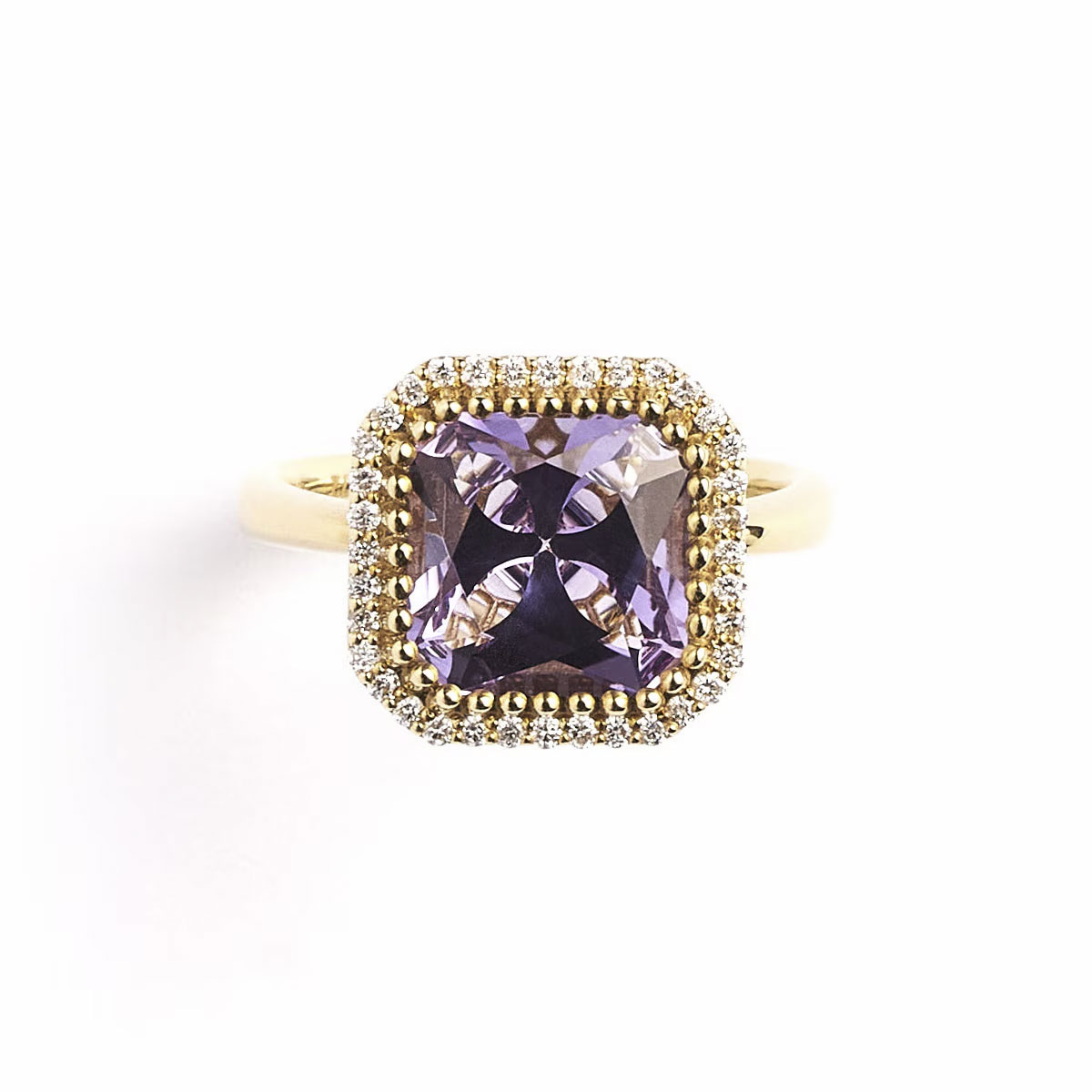 K18 Amethyst/Diamond Ring