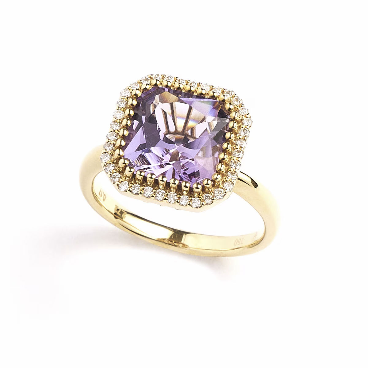 K18 Amethyst/Diamond Ring