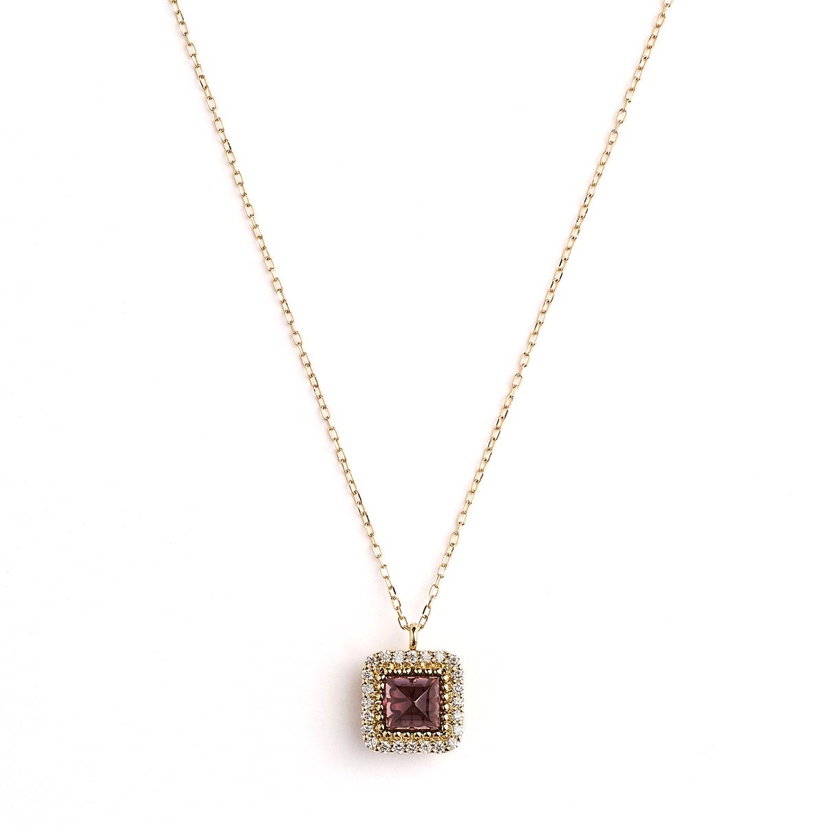 Notre Dame K18 Rhodolite.G / Diamond Pendant