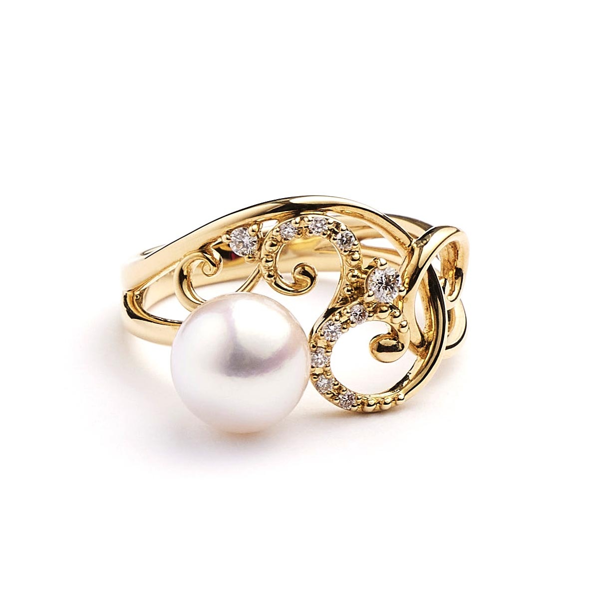 K18 Diamond / Pearl Ring