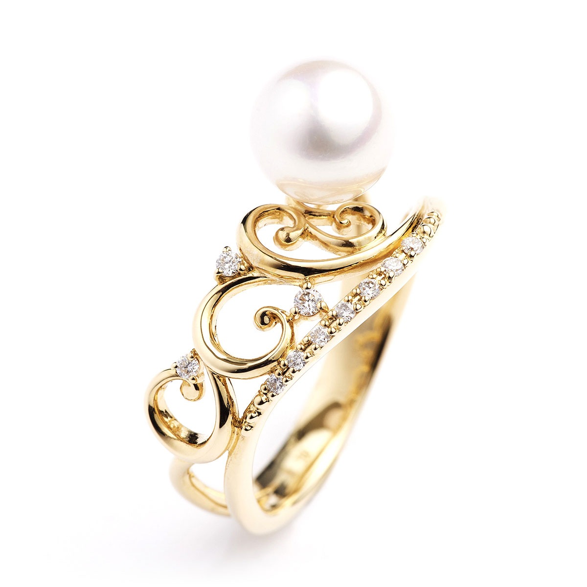 K18 Diamond / Pearl Ring