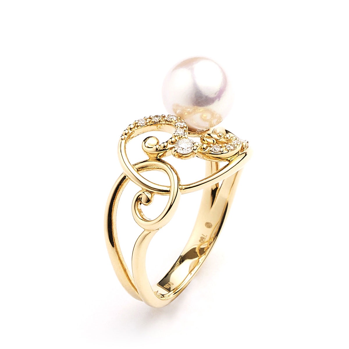 K18 Diamond / Pearl Ring