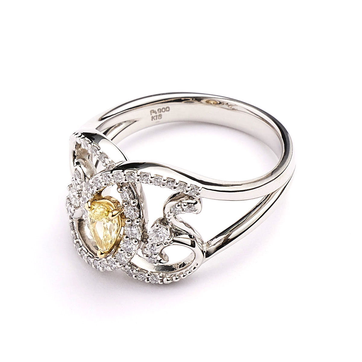 Pt900/K18 Diamond Ring