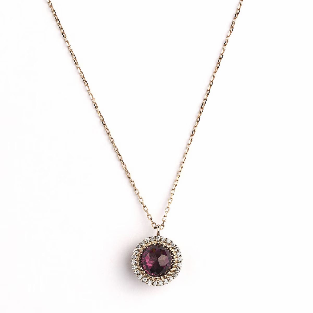 Notre Dame K18PG Rhodolite.G/Diamond Pendant