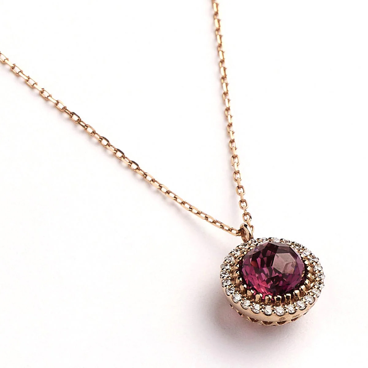 Notre Dame K18PG Rhodolite.G/Diamond Pendant