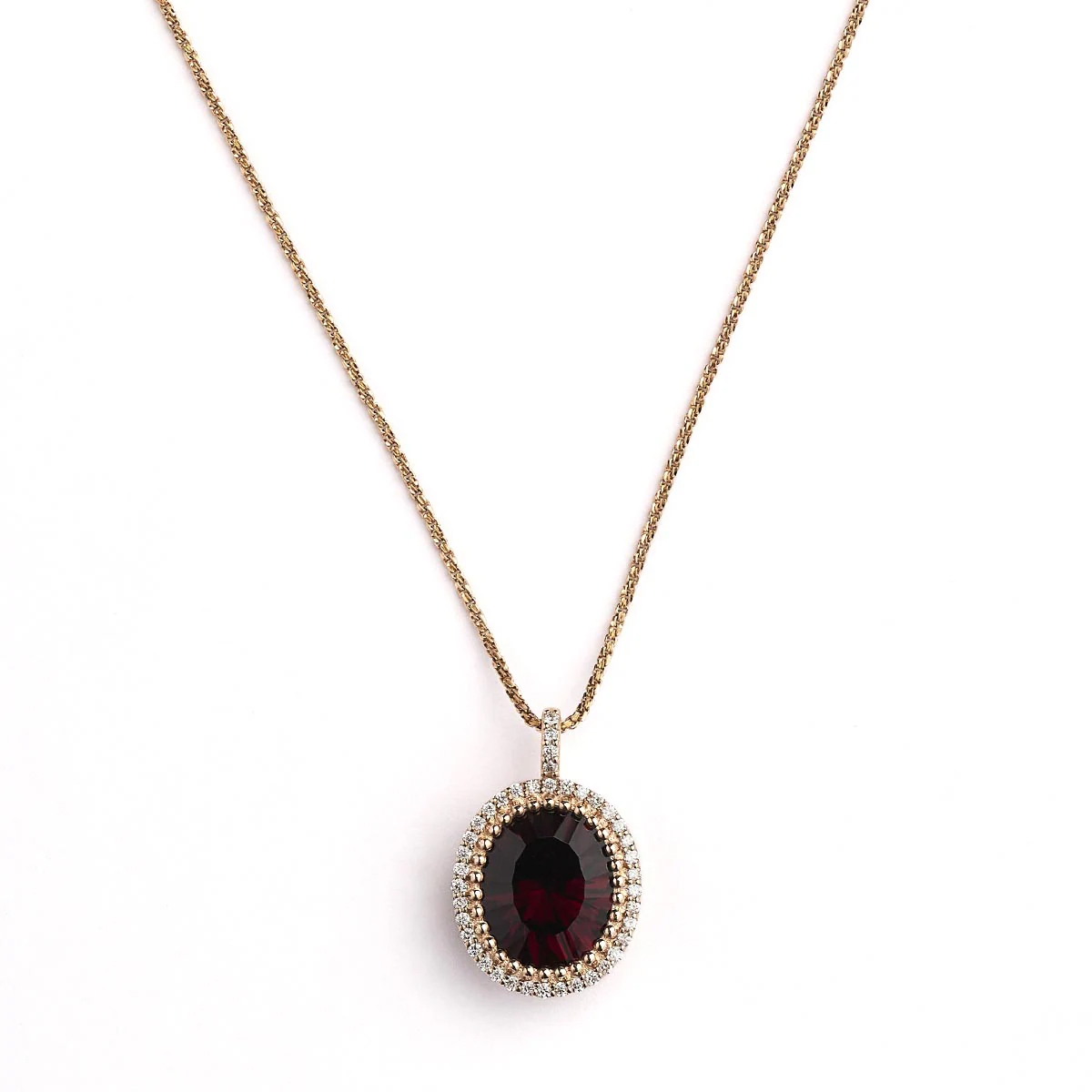 Notre Dame K18 Garnet/Diamond Pendant