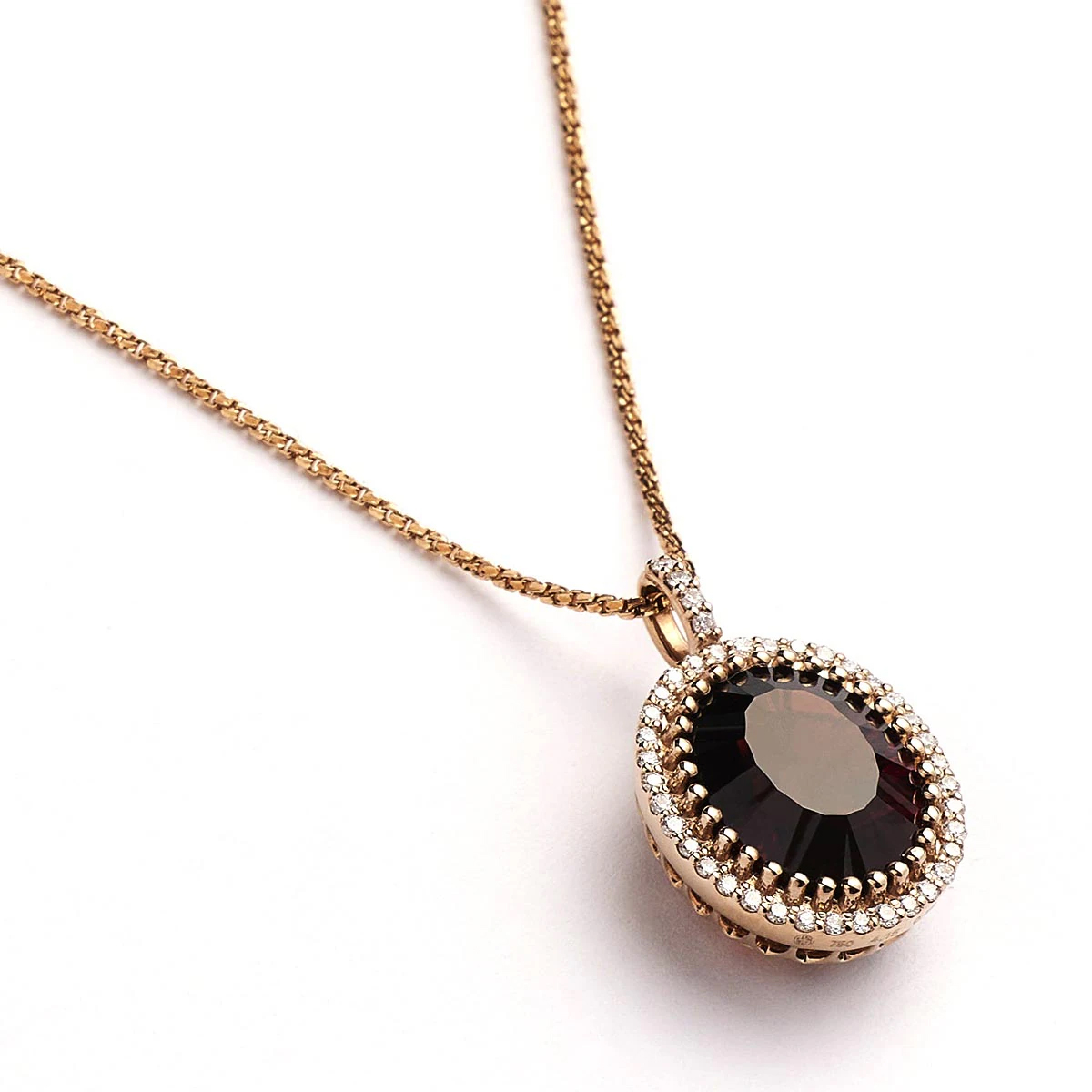 Notre Dame K18 Garnet/Diamond Pendant