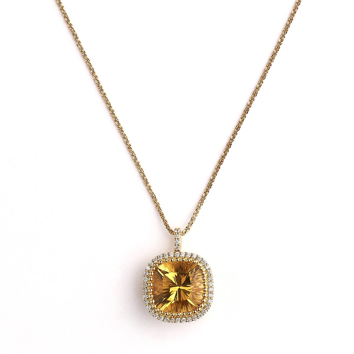 Notre Dame K18 Citrine/Diamond Pendant