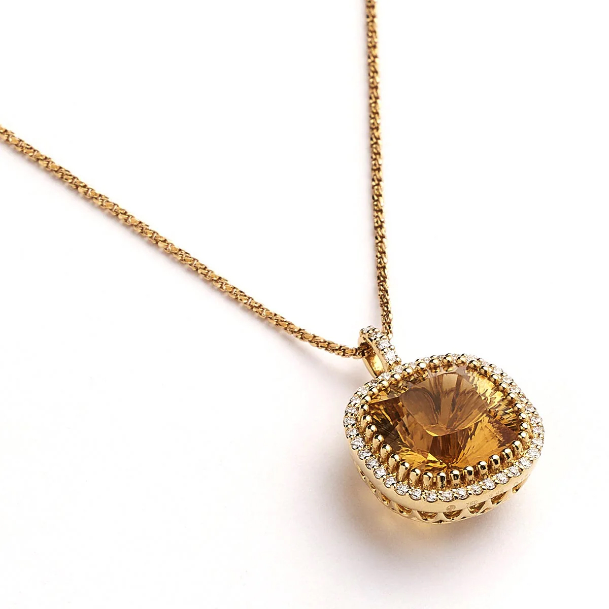 Notre Dame K18 Citrine/Diamond Pendant